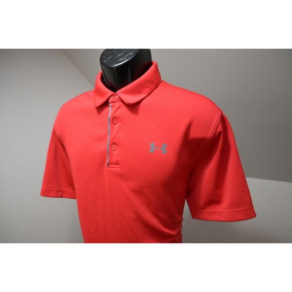 Under Armour Golf Polo HeatGear Loose Short Sleeve Red Shirt Mens Size Large - Picture 2 of 9